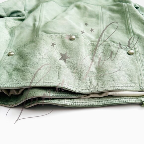 FREE PEOPLE We The Free Wesley Jealousy Leather Jacket In Green (size M) NWT - Picture 11 of 15